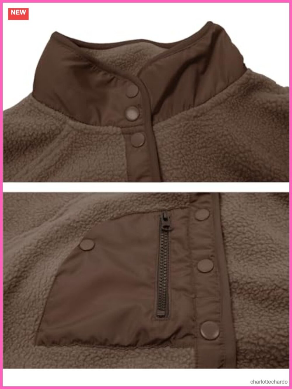 Lightweight Fleece Pullover Jacket Cropped Fuzzy Sherpa Sweatshirt Coat with - Picture 4 of 6